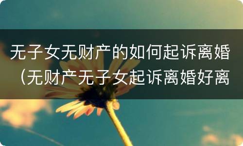 无子女无财产的如何起诉离婚（无财产无子女起诉离婚好离吗）