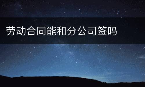 劳动合同能和分公司签吗