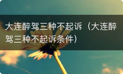 大连醉驾三种不起诉（大连醉驾三种不起诉条件）