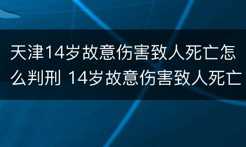 天津14岁故意伤害致人死亡怎么判刑 14岁故意伤害致人死亡 判决