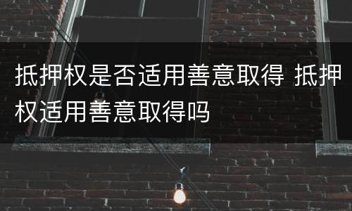 抵押权是否适用善意取得 抵押权适用善意取得吗
