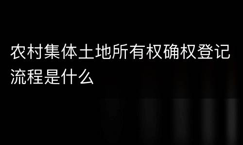 农村集体土地所有权确权登记流程是什么
