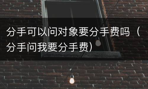 分手可以问对象要分手费吗（分手问我要分手费）