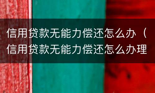 信用贷款无能力偿还怎么办（信用贷款无能力偿还怎么办理）