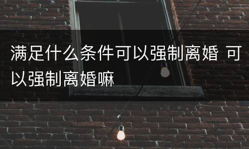 满足什么条件可以强制离婚 可以强制离婚嘛