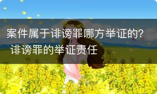 案件属于诽谤罪哪方举证的？ 诽谤罪的举证责任