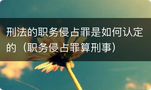 刑法的职务侵占罪是如何认定的（职务侵占罪算刑事）
