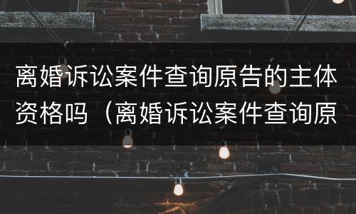 离婚诉讼案件查询原告的主体资格吗（离婚诉讼案件查询原告的主体资格吗是什么）