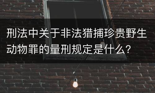 刑法中关于非法猎捕珍贵野生动物罪的量刑规定是什么？