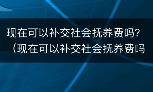 现在可以补交社会抚养费吗？（现在可以补交社会抚养费吗多少钱）