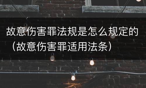 故意伤害罪法规是怎么规定的（故意伤害罪适用法条）