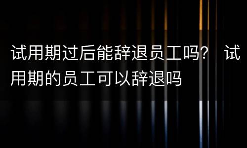 试用期过后能辞退员工吗？ 试用期的员工可以辞退吗