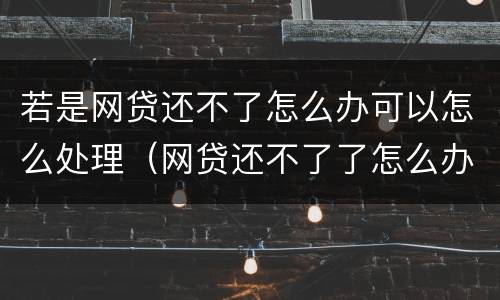 若是网贷还不了怎么办可以怎么处理（网贷还不了了怎么办）