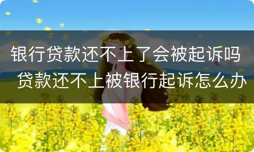 银行贷款还不上了会被起诉吗 贷款还不上被银行起诉怎么办