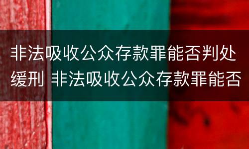 非法吸收公众存款罪能否判处缓刑 非法吸收公众存款罪能否判处缓刑案件