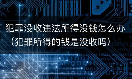 犯罪没收违法所得没钱怎么办（犯罪所得的钱是没收吗）