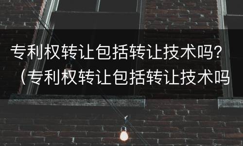 专利权转让包括转让技术吗？（专利权转让包括转让技术吗知乎）