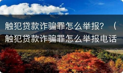 触犯贷款诈骗罪怎么举报？（触犯贷款诈骗罪怎么举报电话）