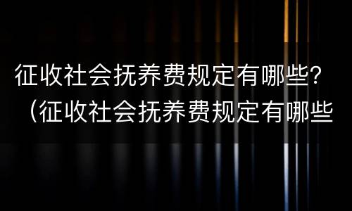征收社会抚养费规定有哪些？（征收社会抚养费规定有哪些条件）