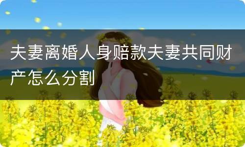 夫妻离婚人身赔款夫妻共同财产怎么分割