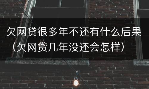 欠网贷很多年不还有什么后果（欠网贷几年没还会怎样）