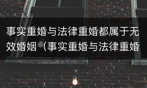 事实重婚与法律重婚都属于无效婚姻（事实重婚与法律重婚都属于无效婚姻吗）