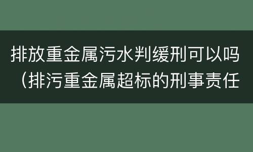 排放重金属污水判缓刑可以吗（排污重金属超标的刑事责任）