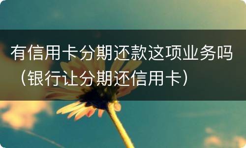 有信用卡分期还款这项业务吗（银行让分期还信用卡）