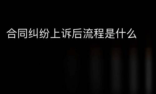 合同纠纷上诉后流程是什么