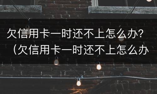 欠信用卡一时还不上怎么办？（欠信用卡一时还不上怎么办）