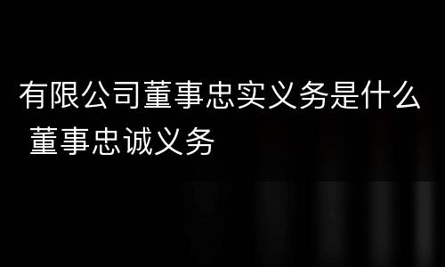 有限公司董事忠实义务是什么 董事忠诚义务