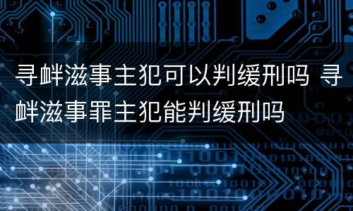 寻衅滋事主犯可以判缓刑吗 寻衅滋事罪主犯能判缓刑吗