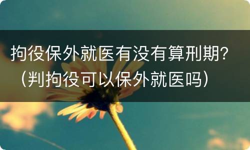 拘役保外就医有没有算刑期？（判拘役可以保外就医吗）