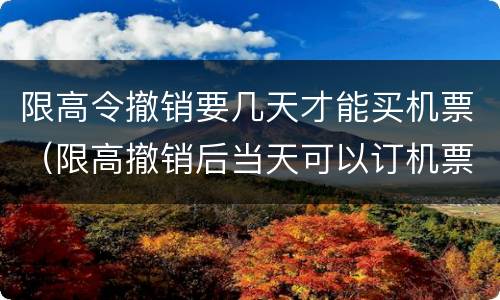 限高令撤销要几天才能买机票（限高撤销后当天可以订机票吗）