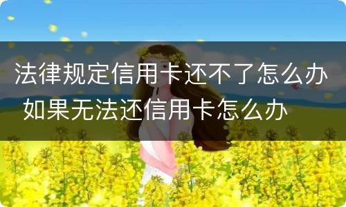 法律规定信用卡还不了怎么办 如果无法还信用卡怎么办