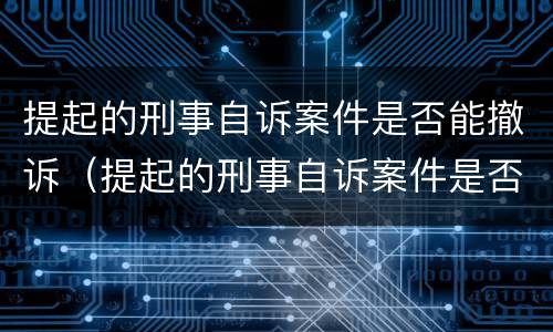 提起的刑事自诉案件是否能撤诉（提起的刑事自诉案件是否能撤诉成功）