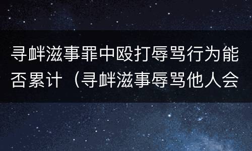寻衅滋事罪中殴打辱骂行为能否累计（寻衅滋事辱骂他人会调查吗）