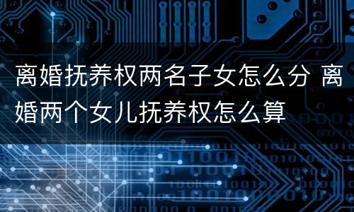 离婚抚养权两名子女怎么分 离婚两个女儿抚养权怎么算