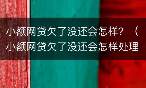 小额网贷欠了没还会怎样？（小额网贷欠了没还会怎样处理）