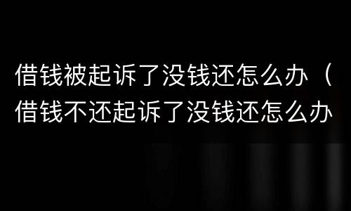 借钱被起诉了没钱还怎么办（借钱不还起诉了没钱还怎么办）
