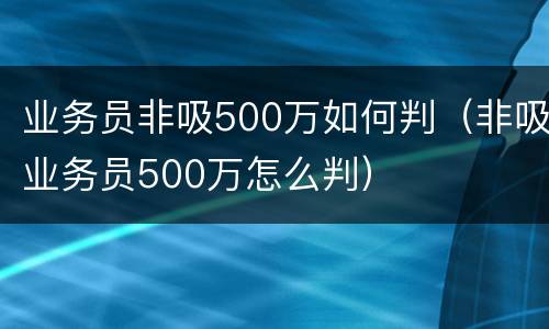 业务员非吸500万如何判（非吸业务员500万怎么判）