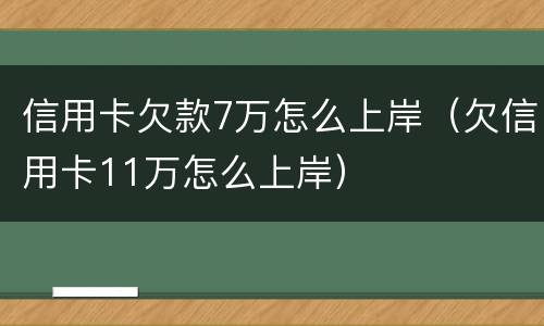 信用卡欠款7万怎么上岸（欠信用卡11万怎么上岸）