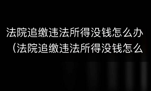 法院追缴违法所得没钱怎么办（法院追缴违法所得没钱怎么办啊）