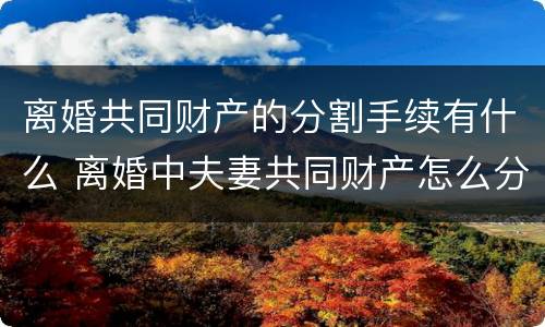 离婚共同财产的分割手续有什么 离婚中夫妻共同财产怎么分
