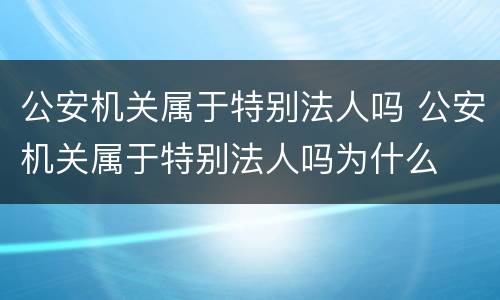 公安机关属于特别法人吗 公安机关属于特别法人吗为什么