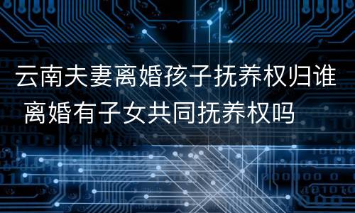 云南夫妻离婚孩子抚养权归谁 离婚有子女共同抚养权吗
