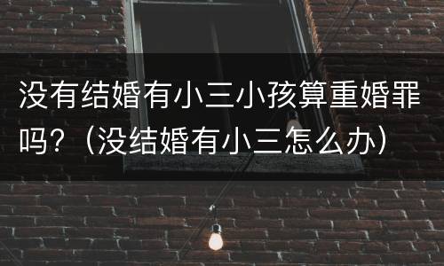 没有结婚有小三小孩算重婚罪吗?（没结婚有小三怎么办）