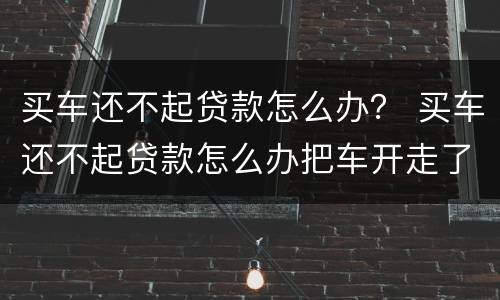 买车还不起贷款怎么办？ 买车还不起贷款怎么办把车开走了还要打官司吗