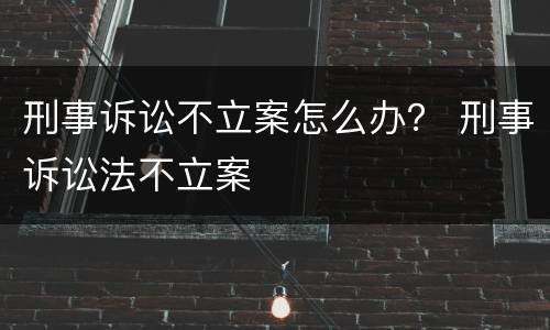 刑事诉讼不立案怎么办？ 刑事诉讼法不立案