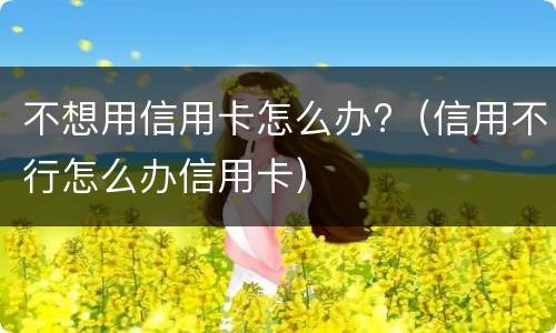 不想用信用卡怎么办?（信用不行怎么办信用卡）